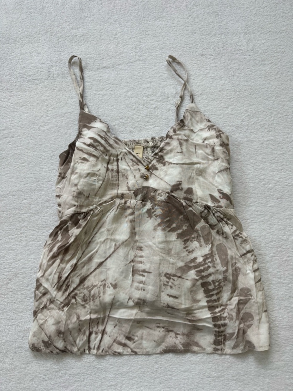 Women’s Tie-Dye Spaghetti Strap Tank Top - Cream & Brown